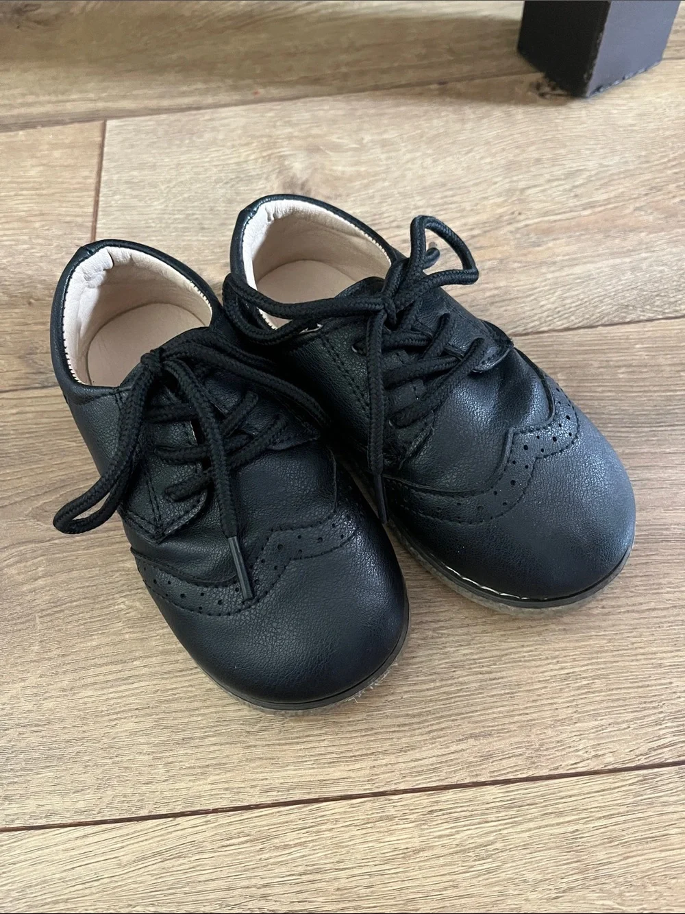 Kids Black Lace-Up Dress Shoes